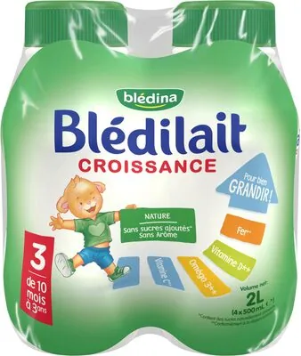 Bledilait BLEDINA BLEDILAIT 4X500ML CROISSANCE LIQUIDE NATURE De 10 mois à 3 ans