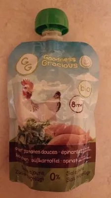 Goodness Gracious Purée d'Épinards et de Patates Douces Biologiques au Poulet avec Jus de Menthe et de Citron