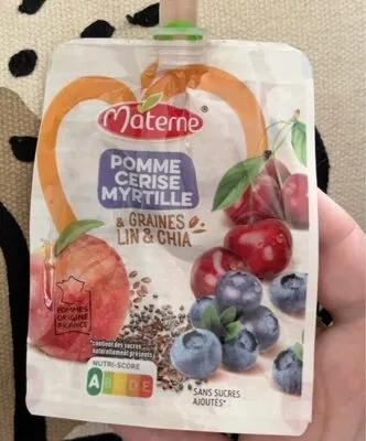 Materne Compote pommz cerise myrtille fraine lin et chia