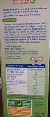 Modilac Modilac Céréales 4 Fruits Avec Quinoa Bio