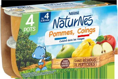 Nestlé NESTLÉ NATURNES Purée bébé Pommes Coings -4x130g -Dès 4/6 mois