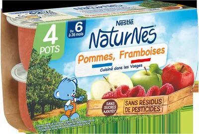 Nestlé NESTLÉ NATURNES Purée bébé Pommes Framboises -4x130g -Dès 6 mois