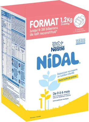 Nestlé NESTLE NIDAL 1 Lait pour nourrissons 1er âge 2x600g dès la Naissance
