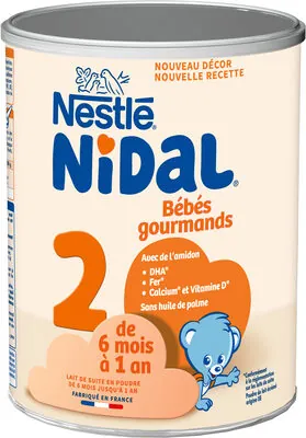 Nestlé NESTLE NIDAL 2 Bébés Gourmands Lait de suite 2ème âge 800g de 6 mois à 1 an