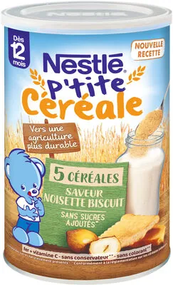 Nestlé P'TITE CÉRÉALE 5 Céréales Saveur Noisette Biscuit-415g-Dès 12 mois