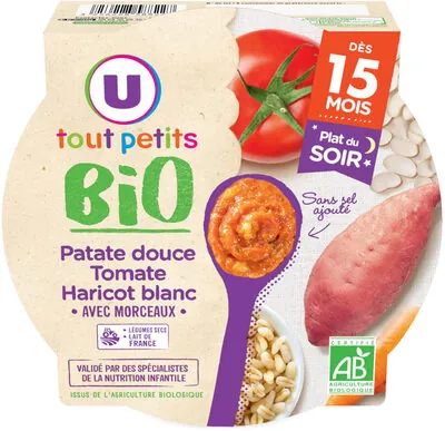 U Plat bébé assiette patate douce, tomates, haricots blancs, dès 15 mois- 250g - Repas bébé