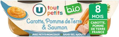 U Plat bébé du midi Carotte, pomme de terre & saumon,dès 8 mois - 2x200g- Repas bébé