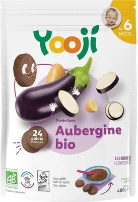 Yooji Purée surgelée d'aubergine bio lisse pour bébé dès 6 mois