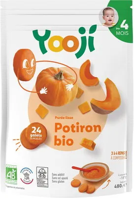 Yooji Purée surgelée de potiron bio lisse pour bébé dès 4 mois